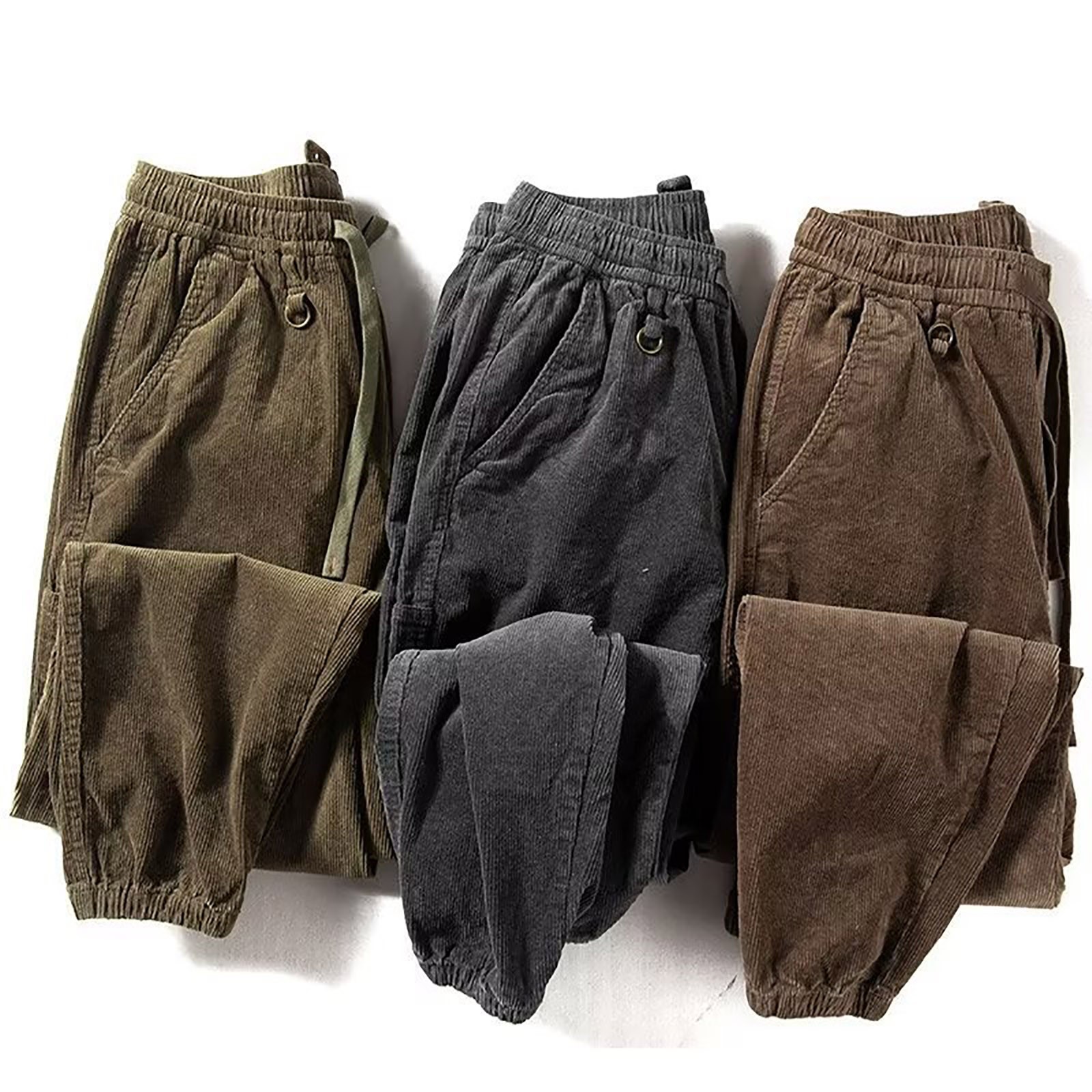 thumbnail image 5 of Pantalones ligeros de felpa para hombre: pantalones deportivos de punto de invierno, modernos e informales, cintura con cordón, puños elásticos, corte holgado, para hacer ejercicio, deporte o uso i, 5 of 5